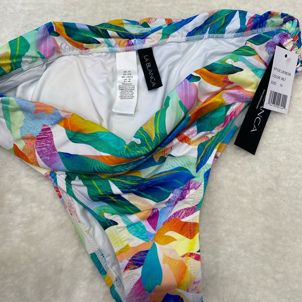 La Blanca Multicolor Tropical Swim Bikini Bottom size 14 - Picture 7 of 8